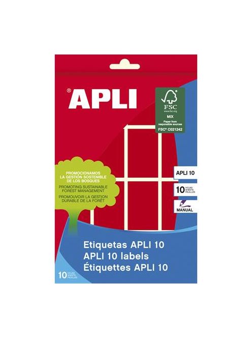 APLI Etikett, 25x40 mm, kézzel írható, színes, kerekített sarkú, APLI, piros, 128 etikett/csomag