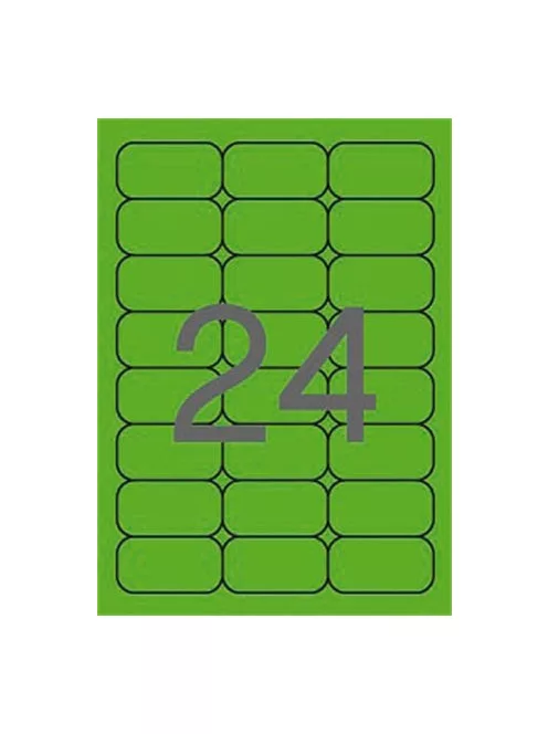 APLI Etikett, 64x33,9 mm, színes, kerekített sarkú, APLI, neon zöld, 480 etikett/csomag