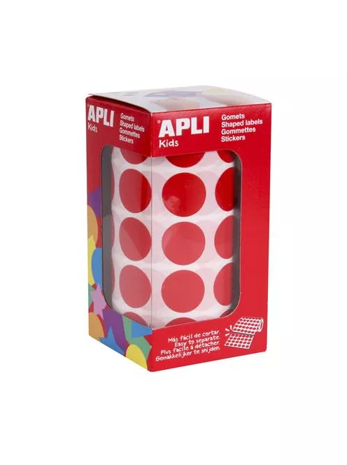 APLI Etikett, 20mm kör, kézzel írható, tekercsben, színes, APLI, piros 1700 etikett/csomag