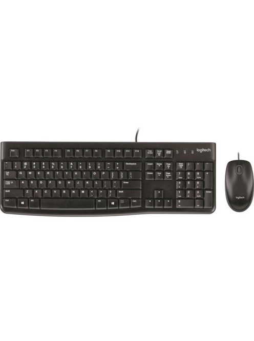 LOGITECH Egér- és billentyűzet készlet, vezetékes, USB, LOGITECH "MK120", fekete