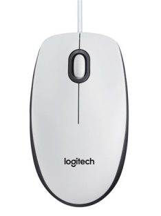   LOGITECH Egér, vezetékes, optikai, normál méret, USB, LOGITECH "M100", fehér