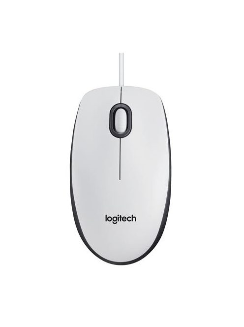 LOGITECH Egér, vezetékes, optikai, normál méret, USB, LOGITECH "M100", fehér