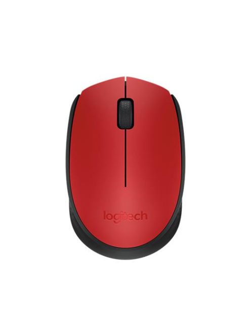 LOGITECH Egér, vezeték nélküli, optikai, közepes méret, USB, LOGITECH "M171", piros