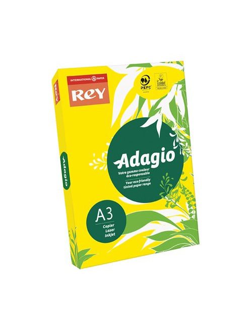 REY Másolópapír, színes, A3, 80 g, REY "Adagio", intenzív sárga