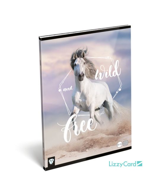 Lizzy Card lovas tűzött füzet A/4, 32 lap kockás, Wild and Free, fehér ló