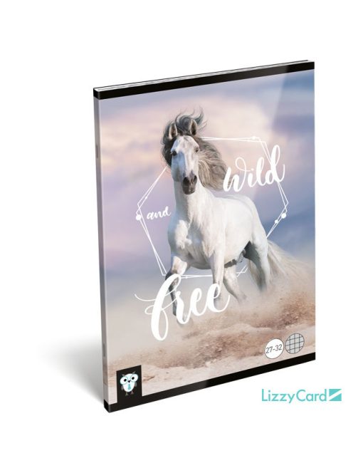 Lizzy Card lovas tűzött füzet A/5, 32 lap kockás, Wild and Free, fehér ló