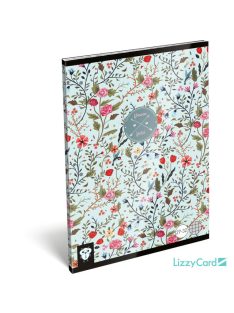   Lizzy Card virágos tűzött füzet A/5, 32 lap kockás, Flower Field, türkiz