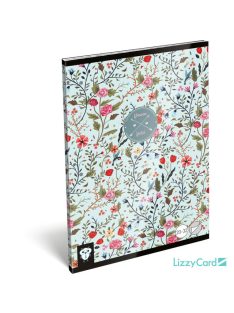   Lizzy Card virágos tűzött füzet A/5, 32 lap sima, Flower Field, türkiz
