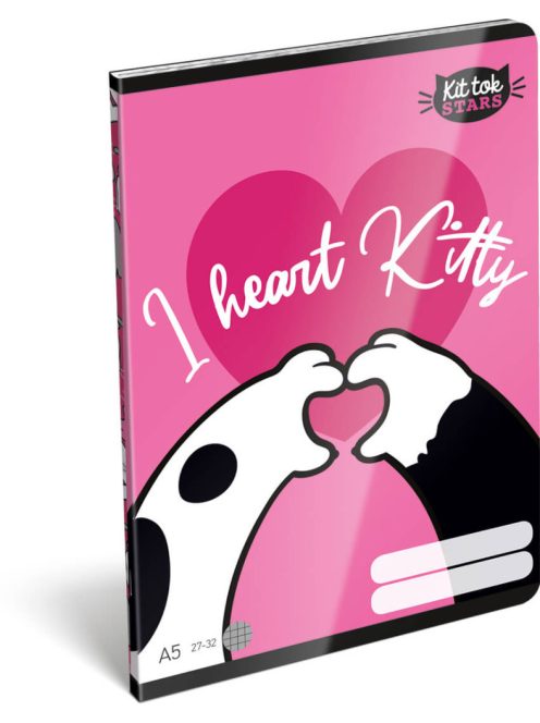 Kit Tok, Heart Kitty Füzet tűzött füzet A/5, 40 lap sima, cicás