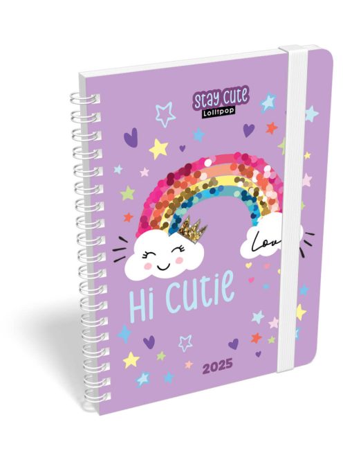 Lizzy Calendar heti tervező, B6, spirál, 2025, Lollipop Stay Cute