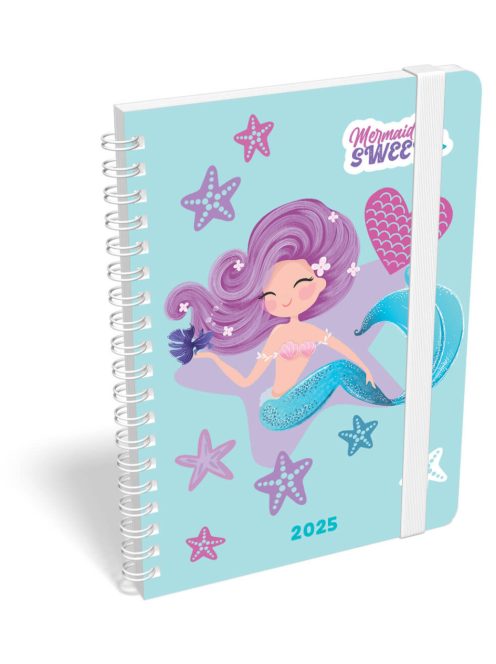 Lizzy Calendar heti tervező, B6, spirál, 2025, Mermaid, Sweet