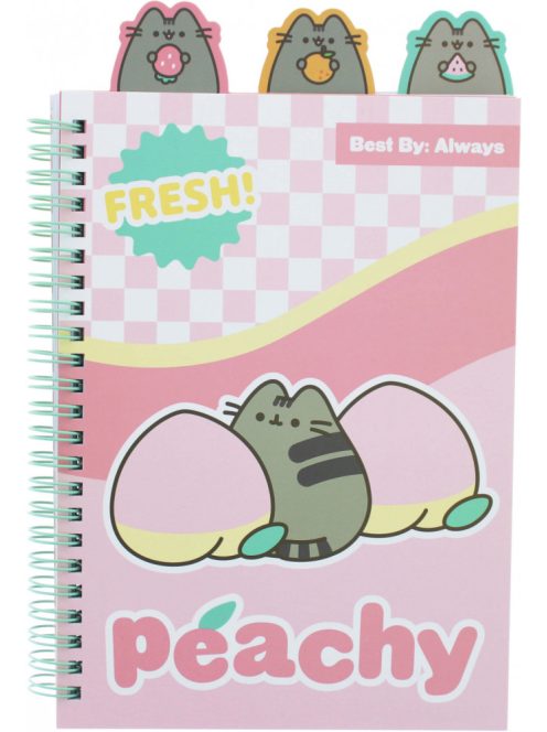 Pusheen cicás spirál notesz, jegyzetfüzet A/5, vonalas, Pusheen Fruits