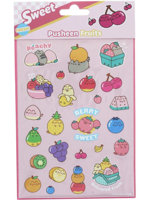 Pusheen cicás matrica, 25 db/ív, Pusheen Fruits