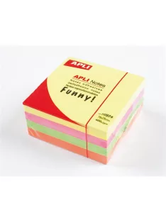   APLI Öntapadó jegyzettömb, 75x75 mm, 400 lap, APLI "Funny", neon