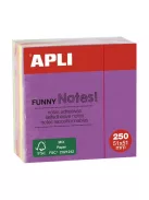 APLI Öntapadó jegyzettömb, 51x51 mm, 250 lap, APLI "Funny", neon
