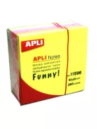 APLI Öntapadó jegyzettömb, 51x51 mm, 250 lap, APLI "Funny", neon