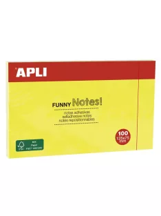   APLI Öntapadó jegyzettömb, 125x75 mm, 100 lap, APLI "Funny", sárga
