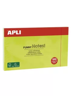   APLI Öntapadó jegyzettömb, 125x75 mm, 100 lap, APLI "Funny", zöld