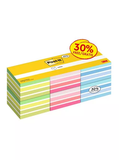 3M POSTIT Öntapadó jegyzettömb, 76x76 mm, 6x450 lap, 3M POSTIT,  vegyes színek