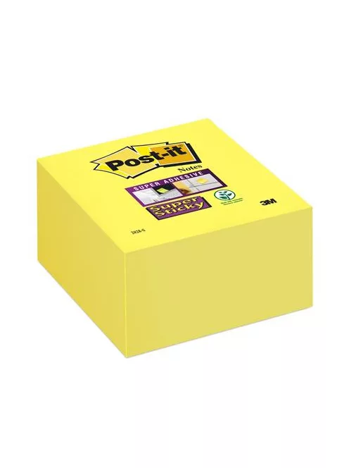 3M POSTIT Öntapadó jegyzettömb, 76x76 mm, 350 lap, 3M POSTIT "Super Sticky", sárga