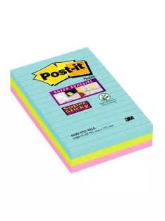   3M POSTIT Öntapadó jegyzettömb, vonalas, 3x90 lap, 101x152 mm, 3M POSTIT "Super Sticky Cosmic", vegyes színek