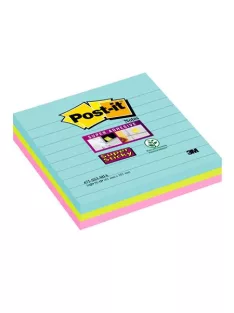   3M POSTIT Öntapadó jegyzettömb, vonalas, 3x70 lap, 101x101 mm, 3M POSTIT "Super Sticky Cosmic", vegyes színek