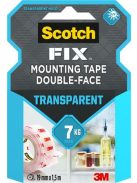 3M SCOTCH Ragasztószalag, áttetsző, kétoldalas, 19 mm x 1,5 m, 3M SCOTCH "Transparent"