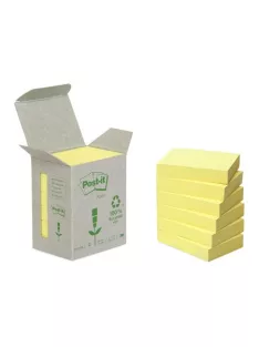   3M POSTIT Öntapadó jegyzettömb, 38x51 mm, 6x100 lap, környezetbarát, 3M POSTIT, sárga