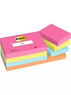   3M POSTIT Öntapadó jegyzettömb, 38x51 mm, 12x100 lap, 3M POSTIT "Poptimistic", vegyes színek