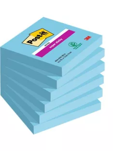   3M POSTIT Öntapadó jegyzettömb, 76x76 mm, 6x90 lap, 3M POSTIT "Super Sticky", kék