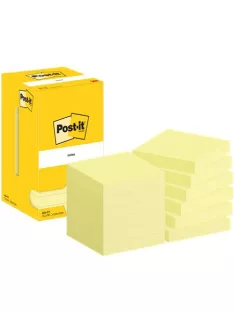   3M POSTIT Öntapadó jegyzettömb, 76x76 mm, 12x100 lap, 3M POSTIT, kanári sárga