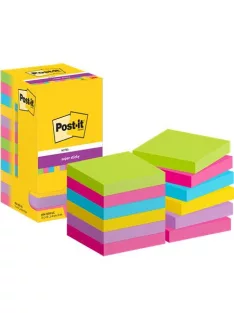   3M POSTIT Öntapadó jegyzettömb, 76x76 mm, 12x90 lap, 3M POSTIT "Super Sticky", vegyes