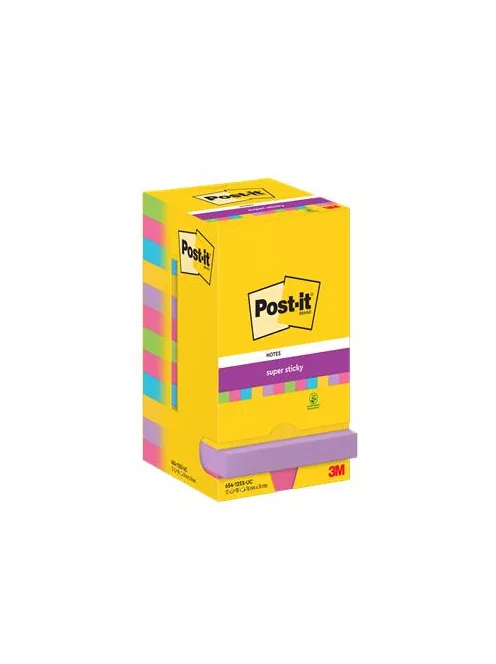 3M POSTIT Öntapadó jegyzettömb, 76x76 mm, 12x90 lap, 3M POSTIT "Super Sticky", vegyes