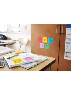   3M POSTIT Öntapadó jegyzettömb, 76x127 mm, 5x90 lap, 3M POSTIT "Super Sticky Boots", vegyes színek