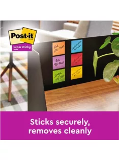   3M POSTIT Öntapadó jegyzettömb, 76x127 mm, 6x90 lap, 3M POSTIT "Super Sticky Playful", vegyes színek