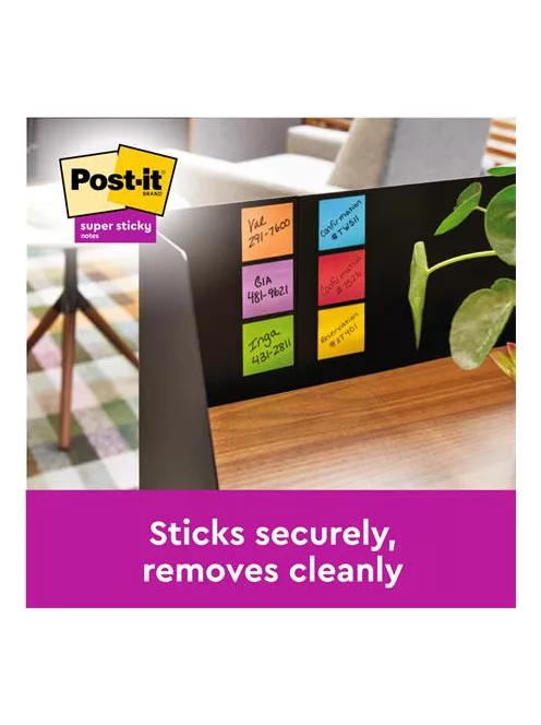 3M POSTIT Öntapadó jegyzettömb, 76x127 mm, 6x90 lap, 3M POSTIT "Super Sticky Playful", vegyes színek