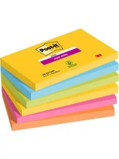   3M POSTIT Öntapadó jegyzettömb, 76x127 mm, 6x90 lap, 3M POSTIT, "Super Sticky", Carnival