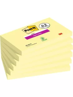   3M POSTIT Öntapadó jegyzettömb, 76x127 mm, 4+2x90 lap, 3M POSTIT "Super Sticky", kanári sárga