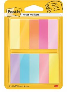   3M POSTIT Jelölőcímke, papír, 10x50 lap, 15x50 mm, 3M POSTIT, vegyes