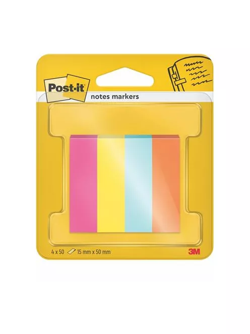 3M POSTIT Jelölőcímke, papír, 4x50 lap, 15x50 mm, 3M POSTIT "Poptimistic", vegyes