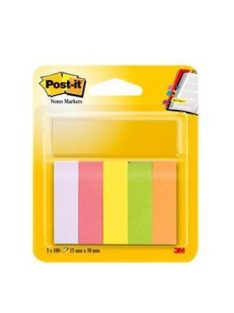   3M POSTIT Jelölőcímke, papír, 5x100 lap, 15x50 mm, 3M POSTIT, vegyes