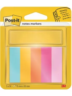   3M POSTIT Jelölőcímke, papír, 5x50 lap, 15x50 mm, 3M POSTIT, "Beachside"