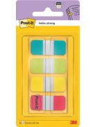 3M POSTIT Jelölőcímke, műanyag, megerősített, 4x10 lap, 16x38 mm, 3M POSTIT, vegyes színek