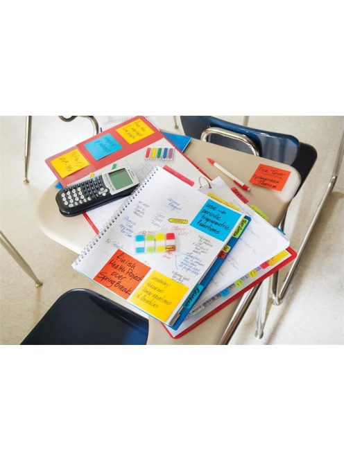 3M POSTIT Jelölőcímke, műanyag, megerősített, 4x10 lap, 16x38 mm, 3M POSTIT, vegyes színek