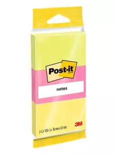   3M POSTIT Öntapadó jegyzettömb, 38x51 mm, 3x100 lap, 3M POSTIT, neon színek