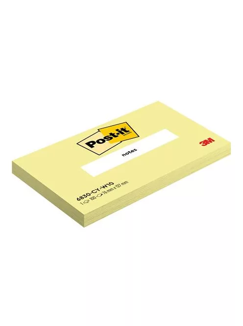 3M POSTIT Öntapadó jegyzettömb, 76x127 mm, 100 lap, 3M POSTIT, kanári sárga
