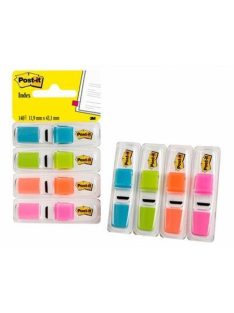   3M POSTIT Jelölőcímke adagolóban, műanyag, 4x35 lap, 12x43 mm, 3M POSTIT, élénk színek