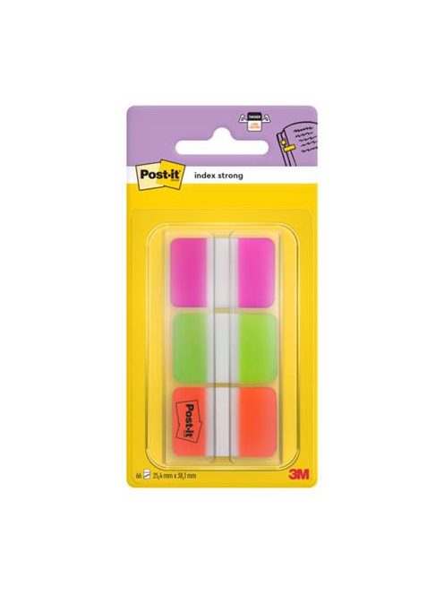 3M POSTIT Jelölőcímke, műanyag, megerősített, 3x22 lap, 25x38 mm, 3M POSTIT, vegyes