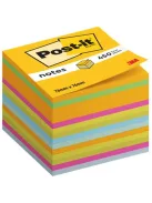 3M POSTIT Öntapadó jegyzettömb, 76x76 mm, 450 lap, 3M POSTIT, vegyes színek