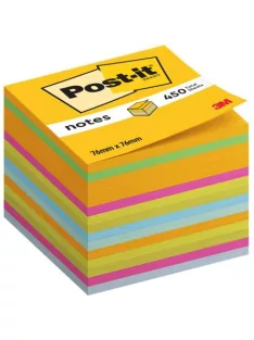   3M POSTIT Öntapadó jegyzettömb, 76x76 mm, 450 lap, 3M POSTIT, vegyes színek